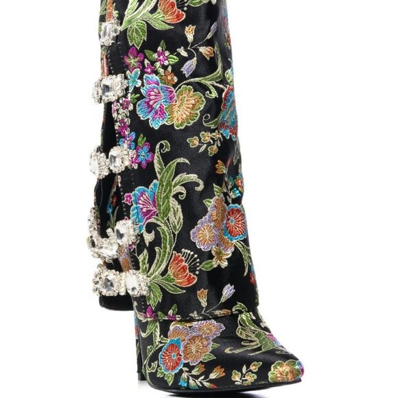 The AZALEA WANG " FLORAL FRANCE' " FLOWER PRINT FOLD OVER BOOTIE ( BRAND NEW !! - Picture 4 of 7